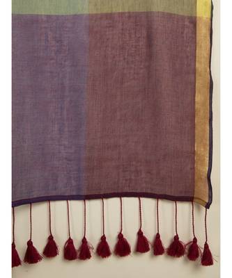 Suta Blue  Yellow Colourblocked Zari Saree 2