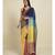 Suta Blue  Yellow Colourblocked Zari Saree