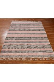 4x4 Ft Hand Block Printed Cotton dhurrie Bohemian Kilims Carpet Handwoven Home Decor Rug