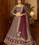 Maroon Color embroidered Work Lehenga Choli With Dupatta Set