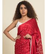 Suta Red  White Bandhani Saree