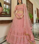 Baby pink Color Designer Lehenga Choli With Dupatta Set