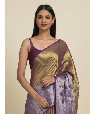 Suta Purple  Gold-Toned Zari Saree 3