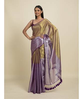 Suta Purple  Gold-Toned Zari Saree 1