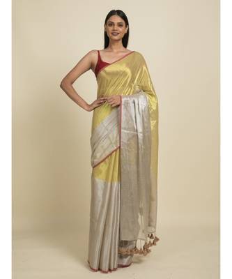 Suta Gold-Toned  Silver-Toned Zari Saree 3