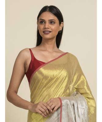 Suta Gold-Toned  Silver-Toned Zari Saree 4