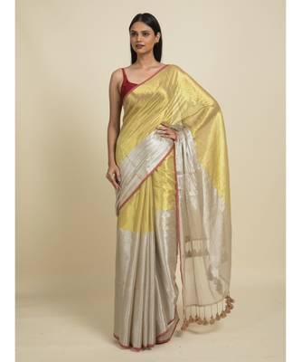 Suta Gold-Toned  Silver-Toned Zari Saree 1