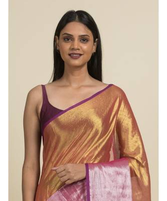 Suta Red  Pink Zari Cotton Saree 3