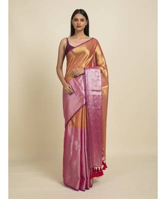 Suta Red  Pink Zari Cotton Saree 4