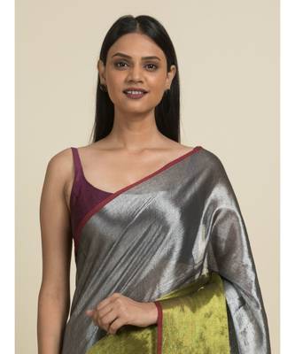 Suta Black  Green Zari Saree 3