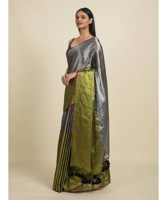 Suta Black  Green Zari Saree 1