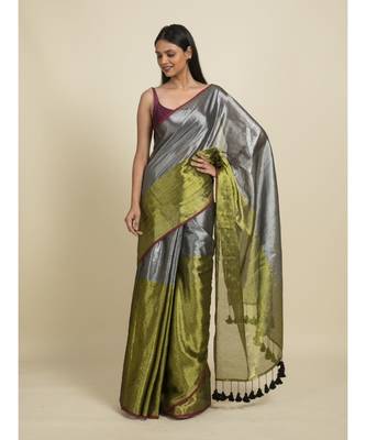 Suta Black  Green Zari Saree 5