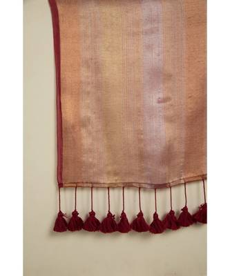 Suta Maroon  Gold-Toned Striped Saree 2