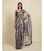 Suta Blue  Green Striped Zari Selvedge Saree