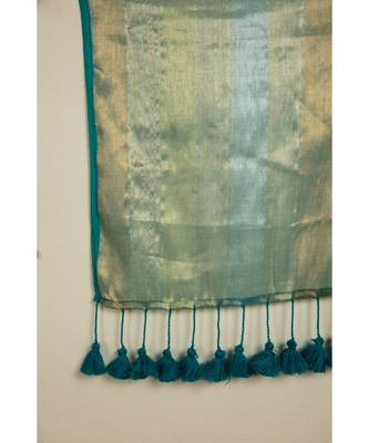 Suta Green  Silver-Toned Striped Saree 2