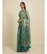 Suta Green  Silver-Toned Striped Saree