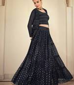Navy blue Color Designer Lehenga Choli With Dupatta Set