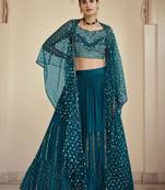 green crepe Material Hand Work Lehenga Choli Dupatta