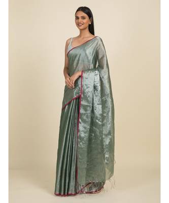 Suta Green  Magenta Saree 3