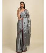 Suta Black  Silver-Toned Zari Saree