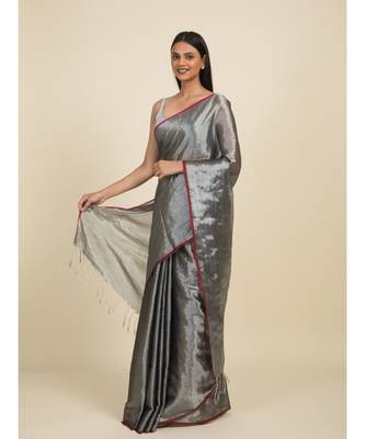 Suta Black  Silver-Toned Zari Saree 2