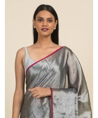 Suta Black  Silver-Toned Zari Saree 4