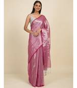 Suta Pink  Silver-Toned Zari Saree