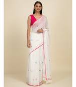 Suta White Floral Printed Pure Cotton Saree