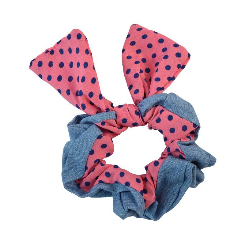 Polka Dot Pink Fabric Hair Rubber Band for Women