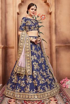 Navy blue color sequins work lehenga choli with dupatta 1