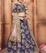 Navy blue color sequins work lehenga choli with dupatta