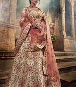 Jute white color cutdana work lehenga choli with net dupatta