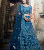 blue color zarkan work lehenga choli with designer dupatta