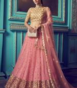 Charming Fairy pink And Beige Soft Net Ethnic Designer Lehenga Choli