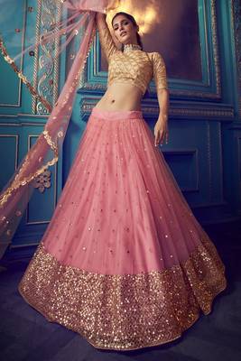 Charming Fairy pink And Beige Soft Net Ethnic Designer Lehenga Choli 2
