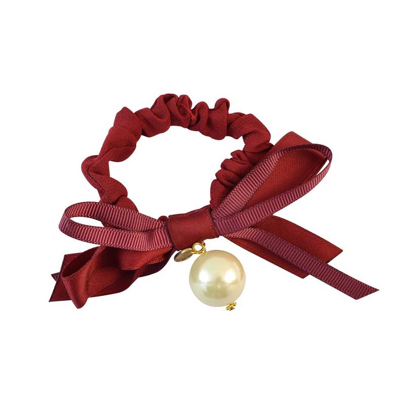 Plain Maroon Fabric Hair Rubber Band for Women