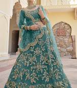 Ceremonial green Color Soft Net Lehenga with Net Dupatta
