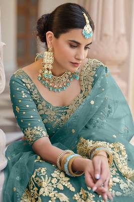 Ceremonial green Color Soft Net Lehenga with Net Dupatta 2