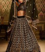 Unique Black Soft Net Sequins Work Designer Lehenga Choli With dupatta
