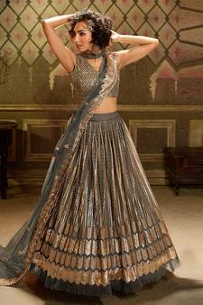 Beautiful grey lehenga Choli Sequins Work with Soft Net Dupatta