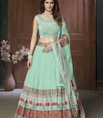 Sea green Color Chinon Fabric Lehenga With Sequins Work