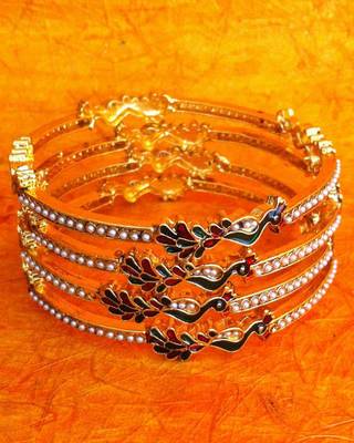 Peacock Collection: Cute & Pretty Set of Four Peacock Motif Bangles rj16 1