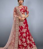 Red Dori & Sequins Work Soft Net Lehenga Choli Dupatta