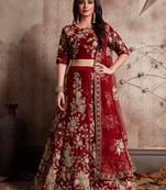 Maroon Color Velevt Dori Work Lehenga Choli With Dupatta Set