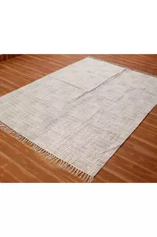 4x20 Ft Hand Block Printed Cotton Dhurrie Area Rug Boho Kilim Lounge Decorative Carpet