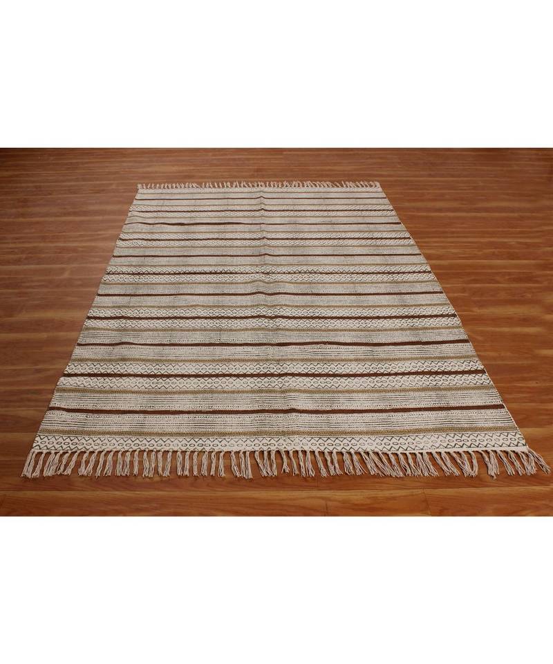 Indian Hand Block Printed Area Rug Boho Kilim Indoor Kitchen Decor Carpe.
