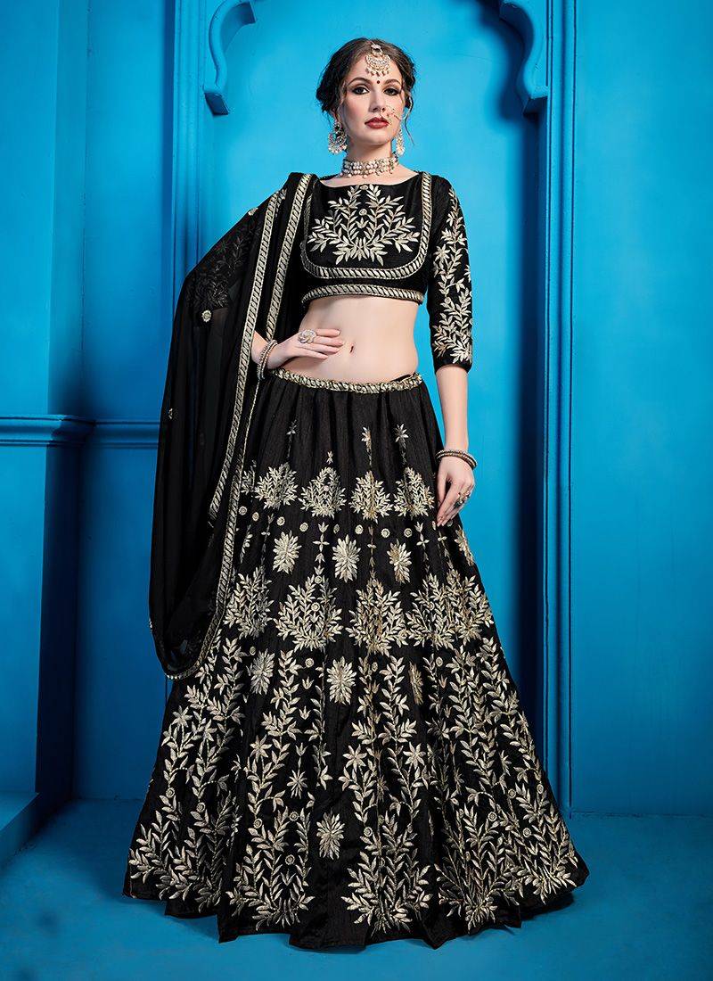 Unique Black Lehenga Choli Zari Work With Dupatta