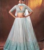 Light blue Soft Net Sequins Work Lehenga Choli With Soft Net Dupatta Choli