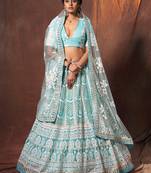 Baby blue Color Soft Net Material Designer Lehenga Choli Dupatta