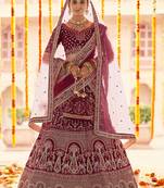 Maroon Color Zardozi Work Lehenga Choli With Soft Net Dupatta